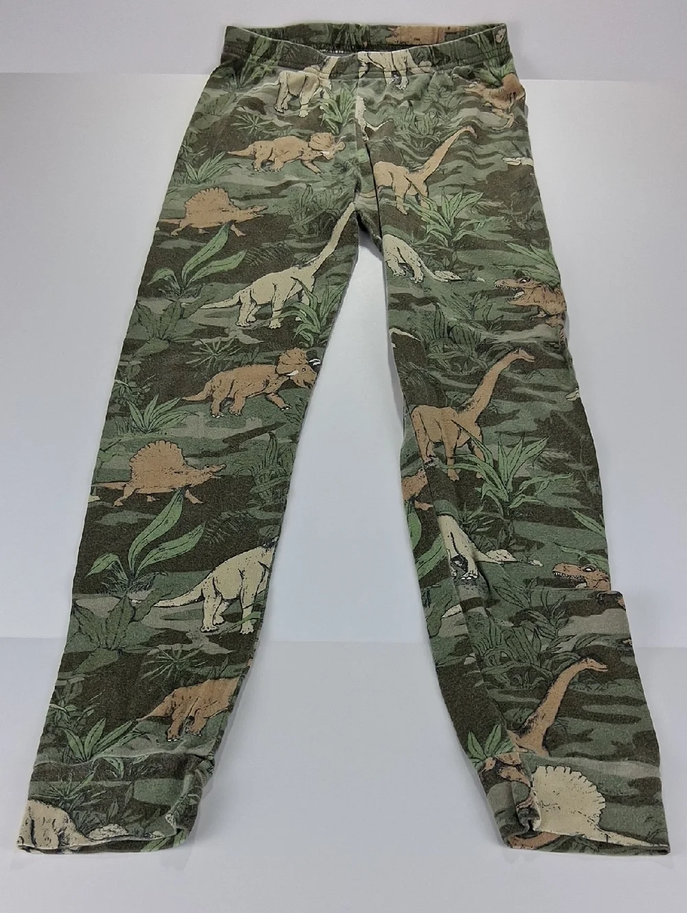 Boys Children's Place Pajama Pants Size 12 Olive Green Dinosaur Leggings Lounge